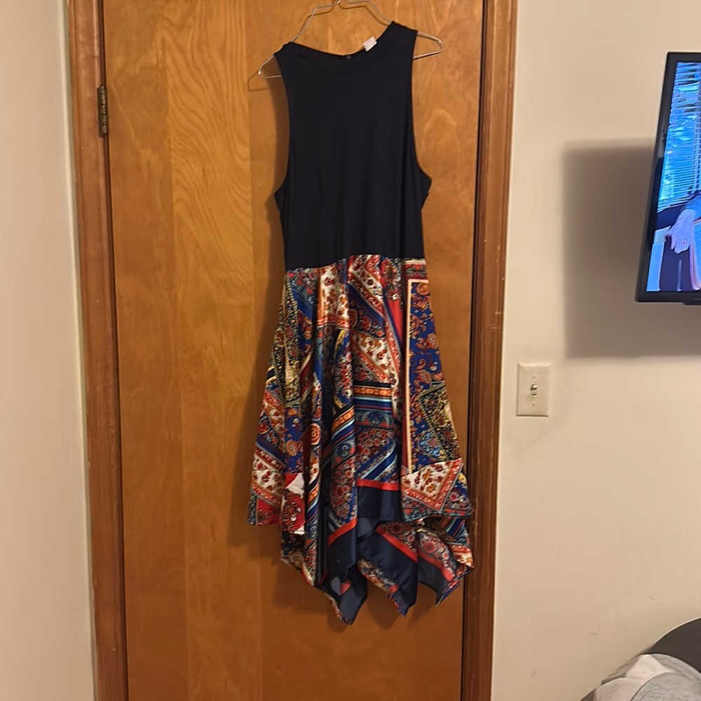 Beautiful, navy blue handkerchief dress from Venus size large